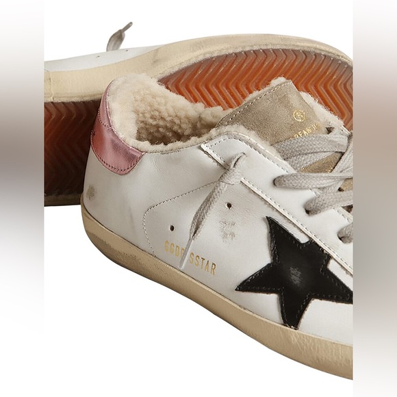 Golden Goose Super-Star Shearling-Lined Leather Sneakers - Picture 6 of 16
